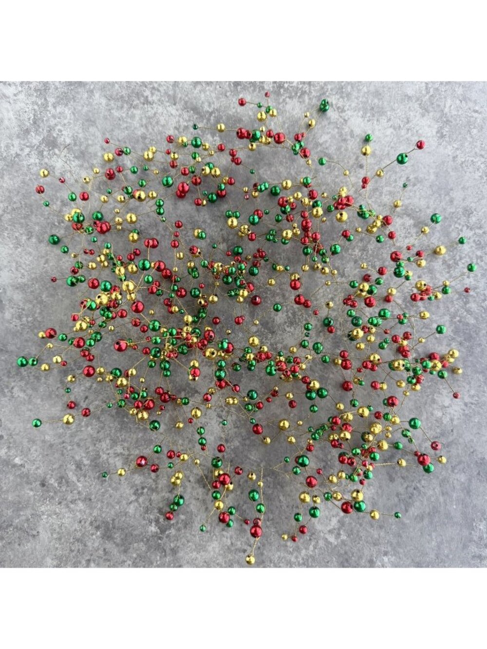 Flexible Wire Beaded Plastic Christmas Ball Ornament Garland Strands Retro 25 FT